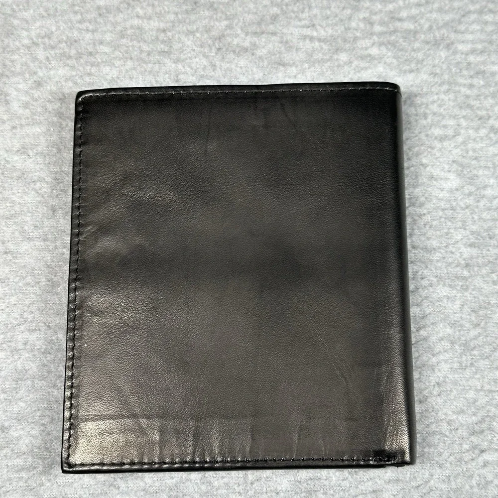 AG Wallets Genuine Leather RFID Bifold Men's Black Cowhide Billfold‎ NEW